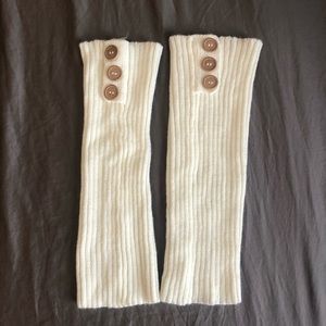 White leg warmers with buttons
